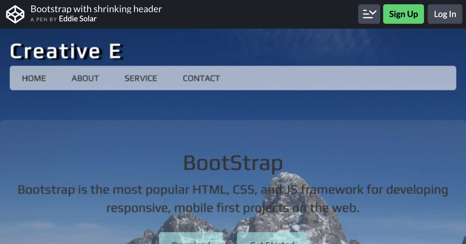 Bootstrap With Shrinking Header