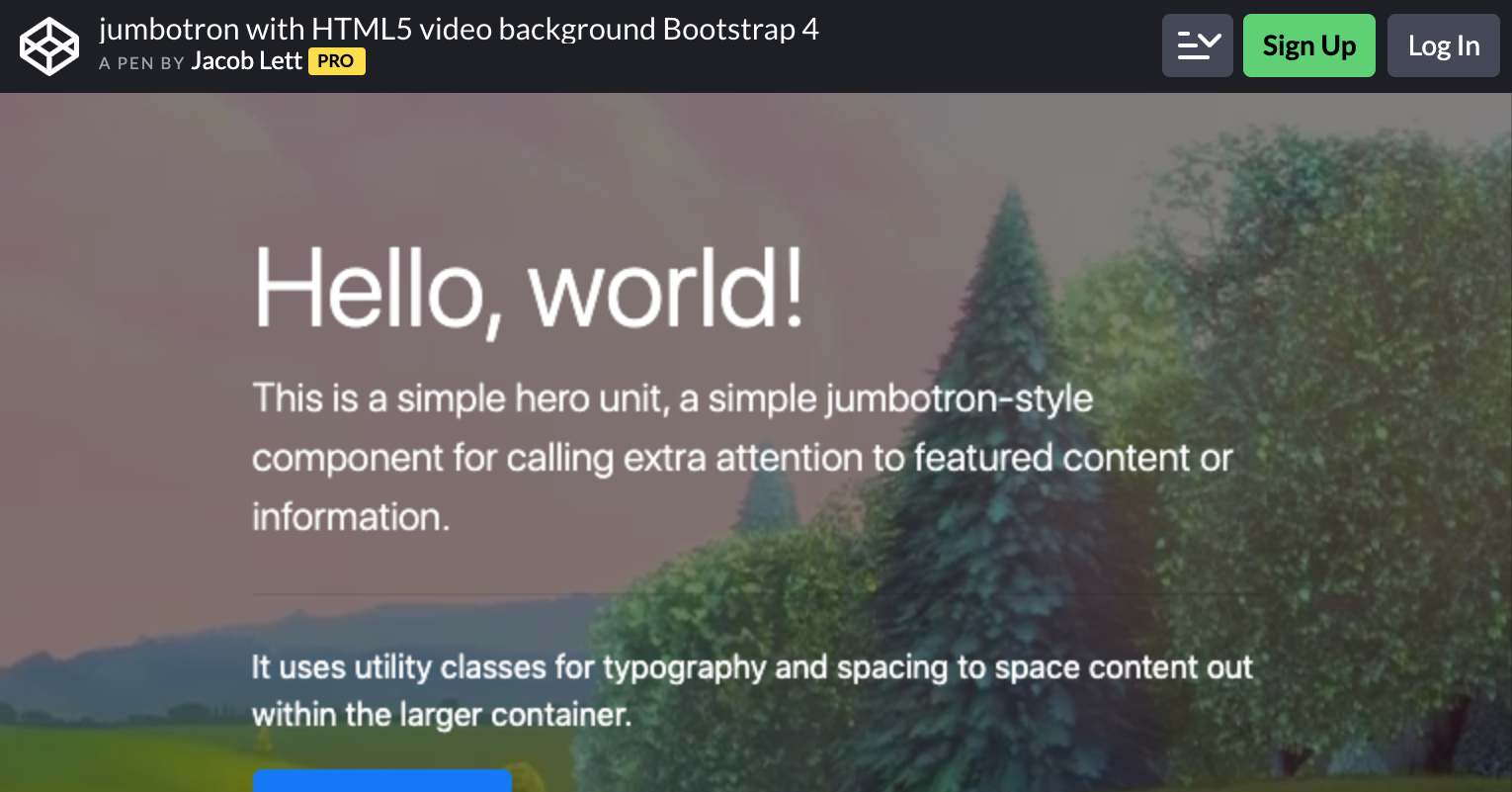 Jumbotron with HTML5 Video Background