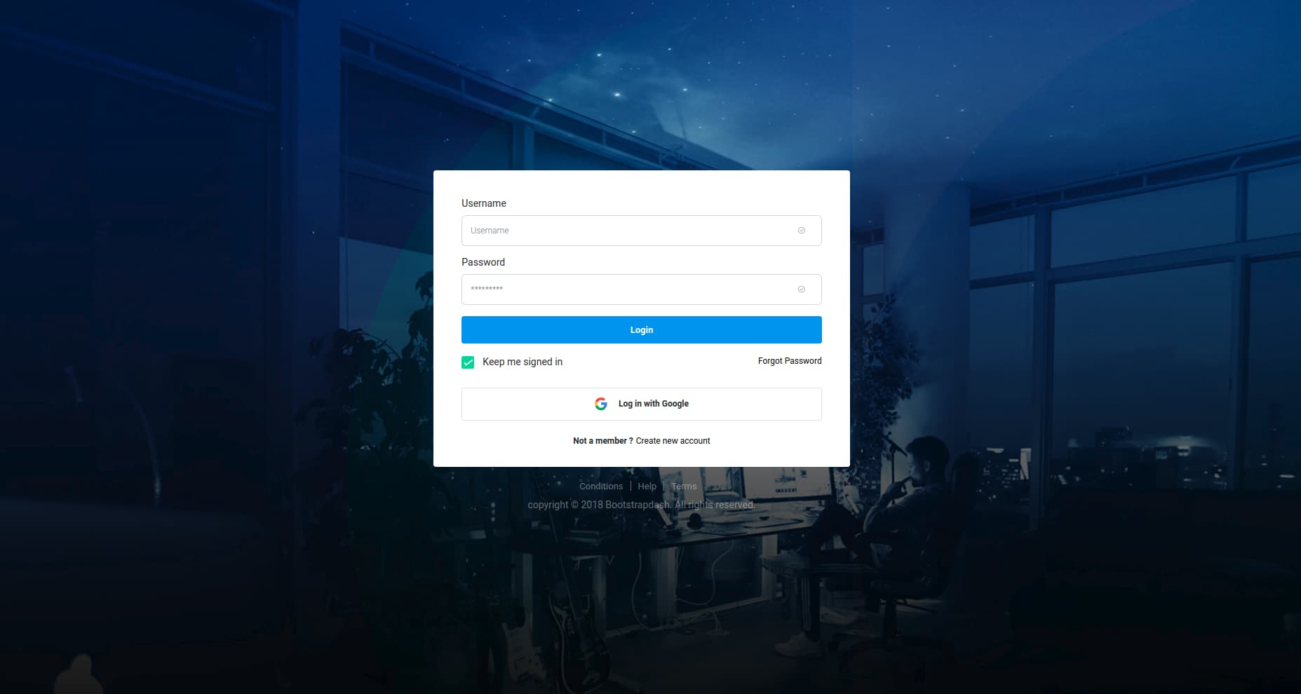 Star Admin login page template bootstrap4