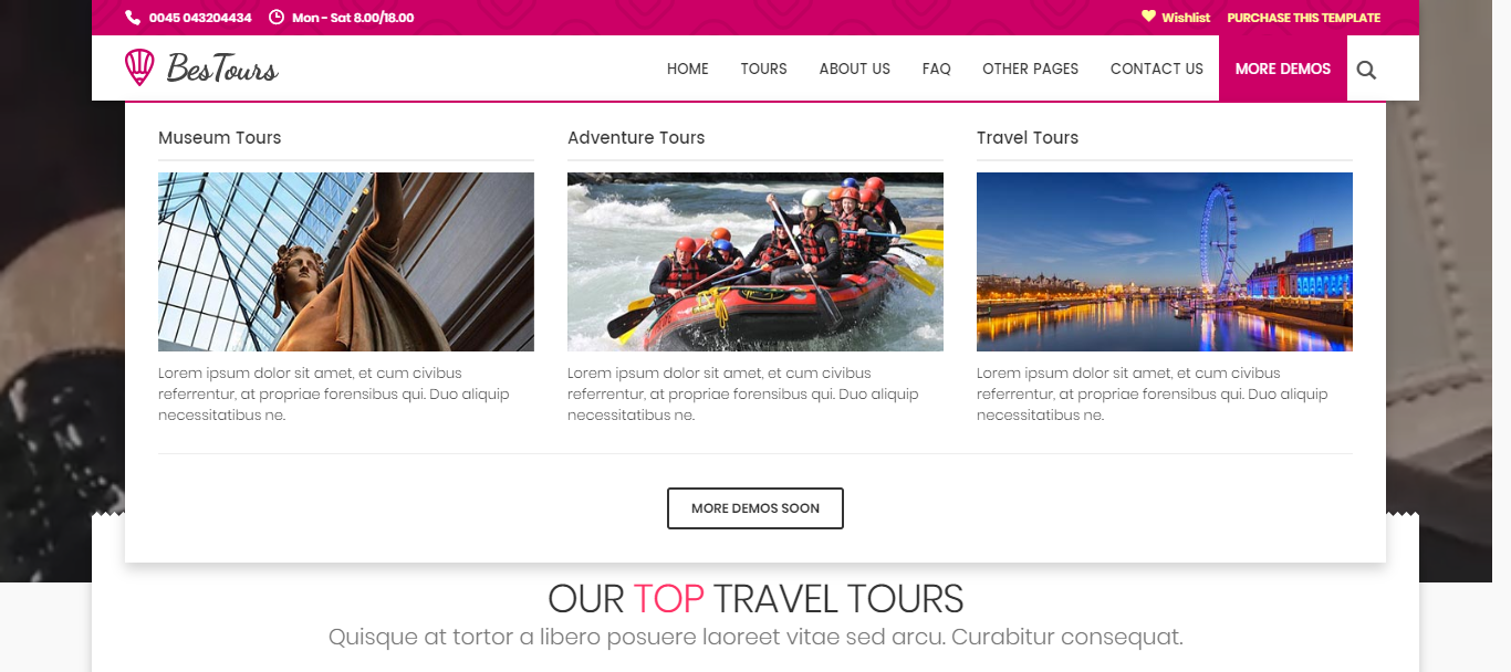 travel reservation website template