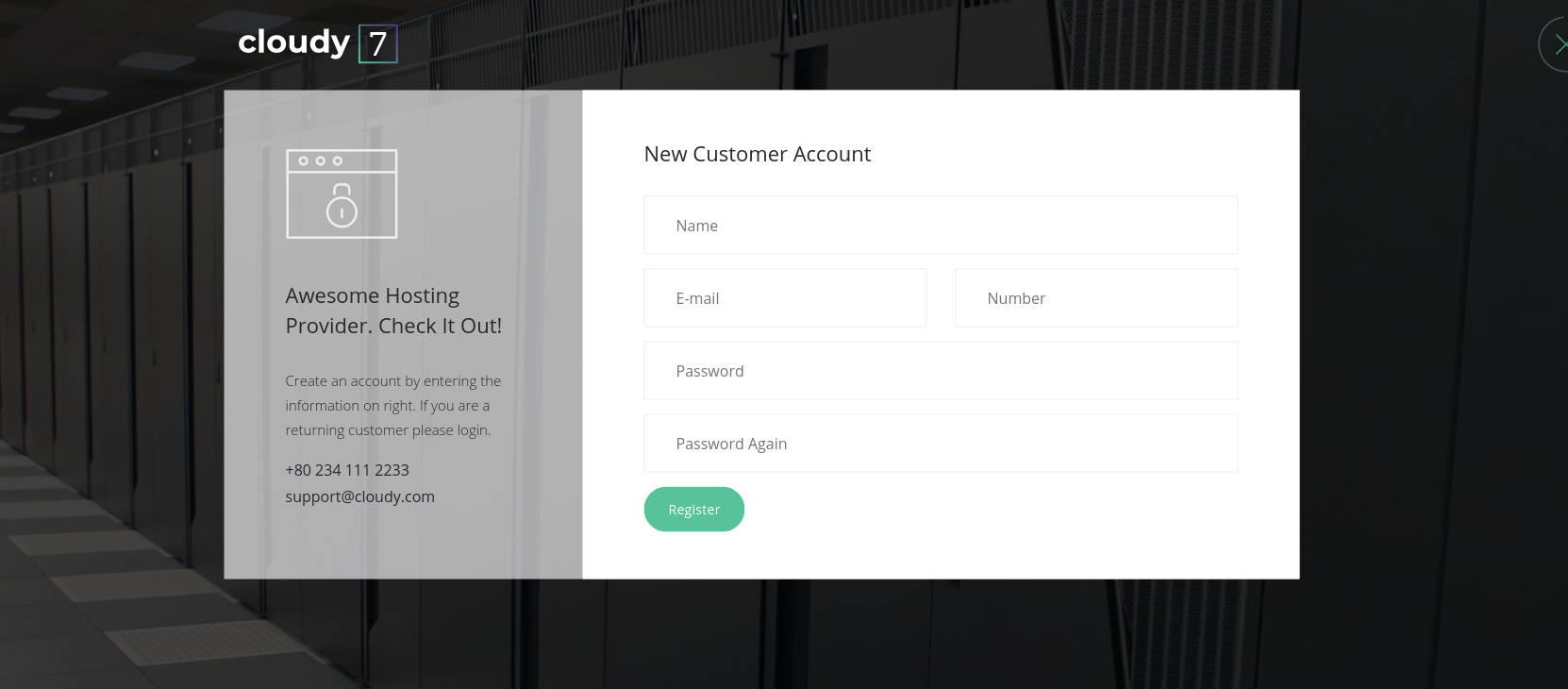 This is the login page of Cloudy 7 Bootstrap 4 admin template