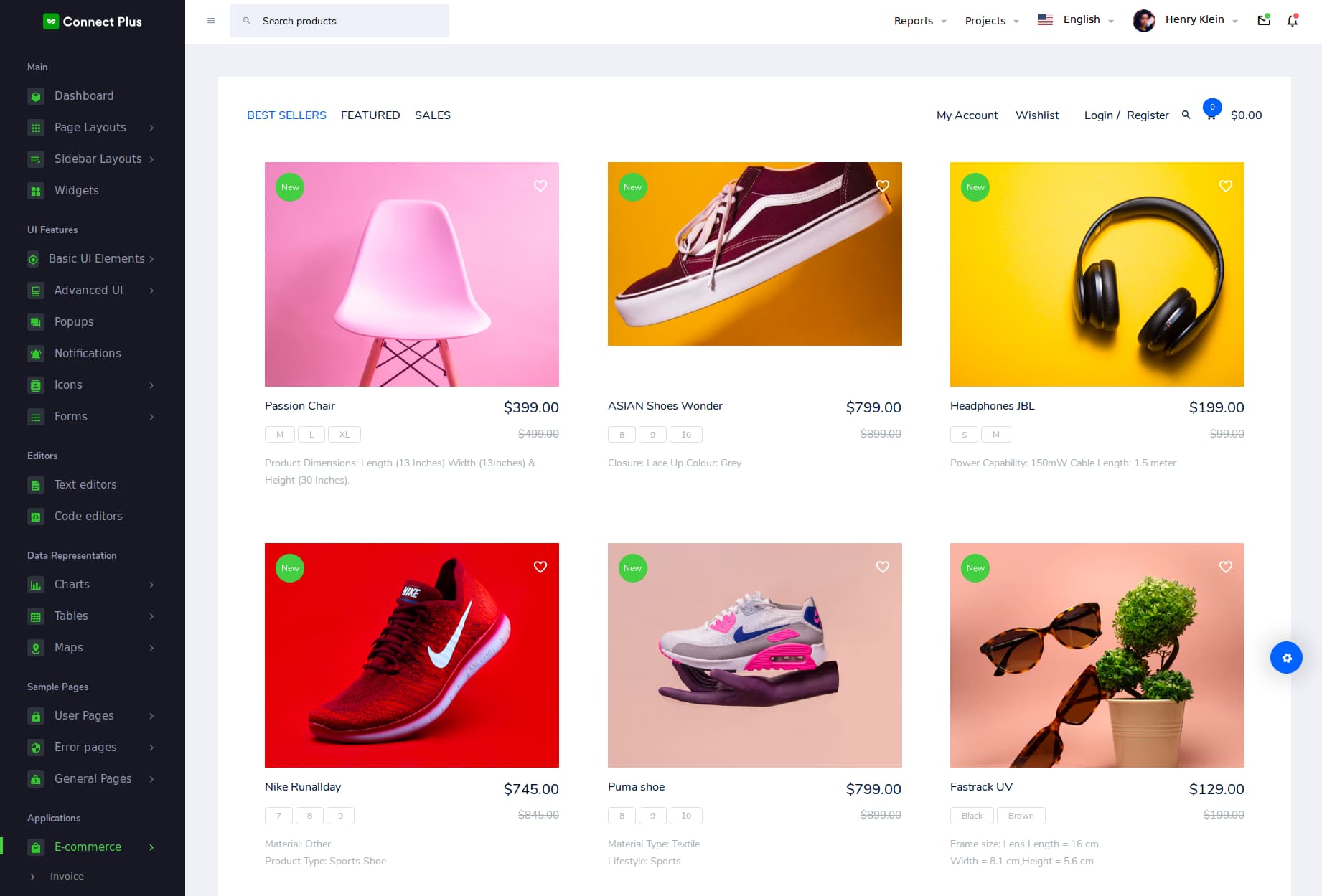 Best eCommerce admin template for connect-plus