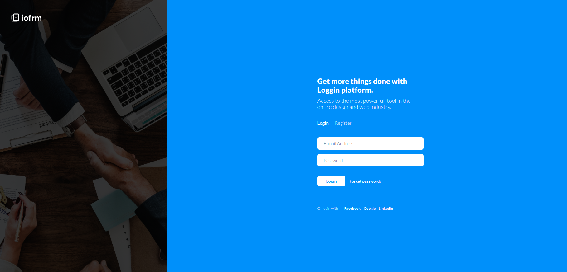 This is the login page of iofrm bootsrap 4 template