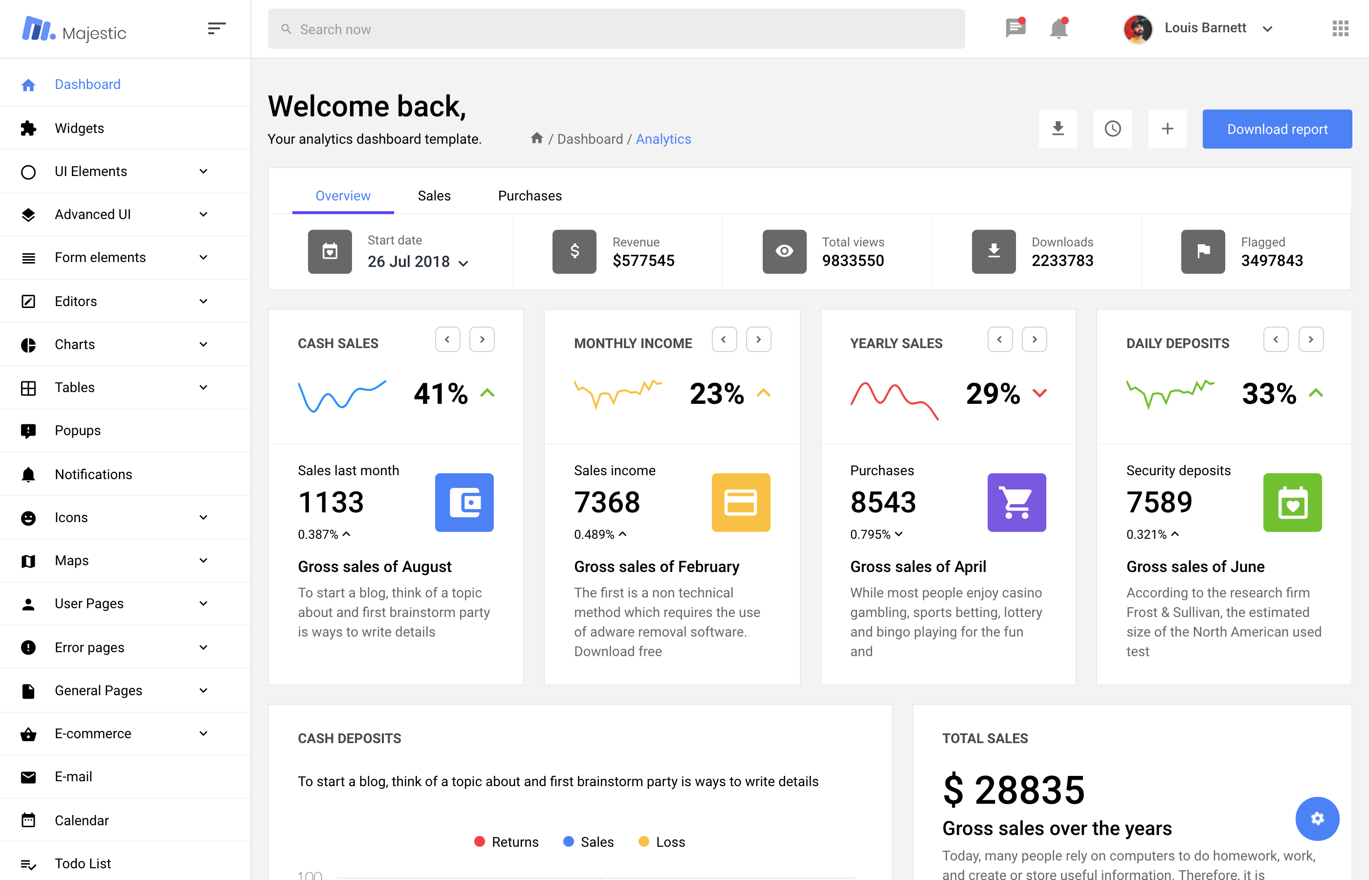 This is an image of Majestic, a jQuery admin dashboard.