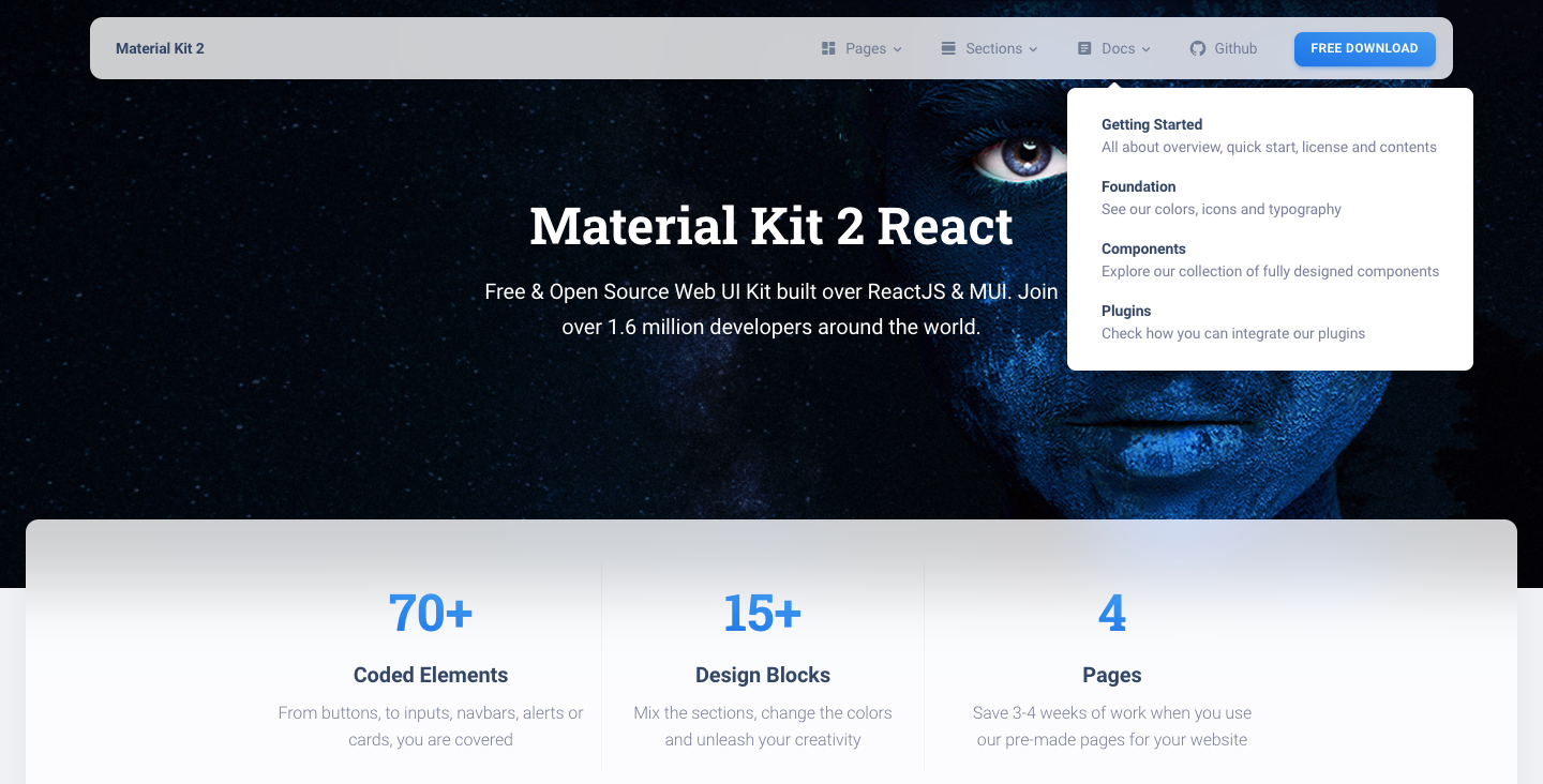 material kit 2pro react dashboard