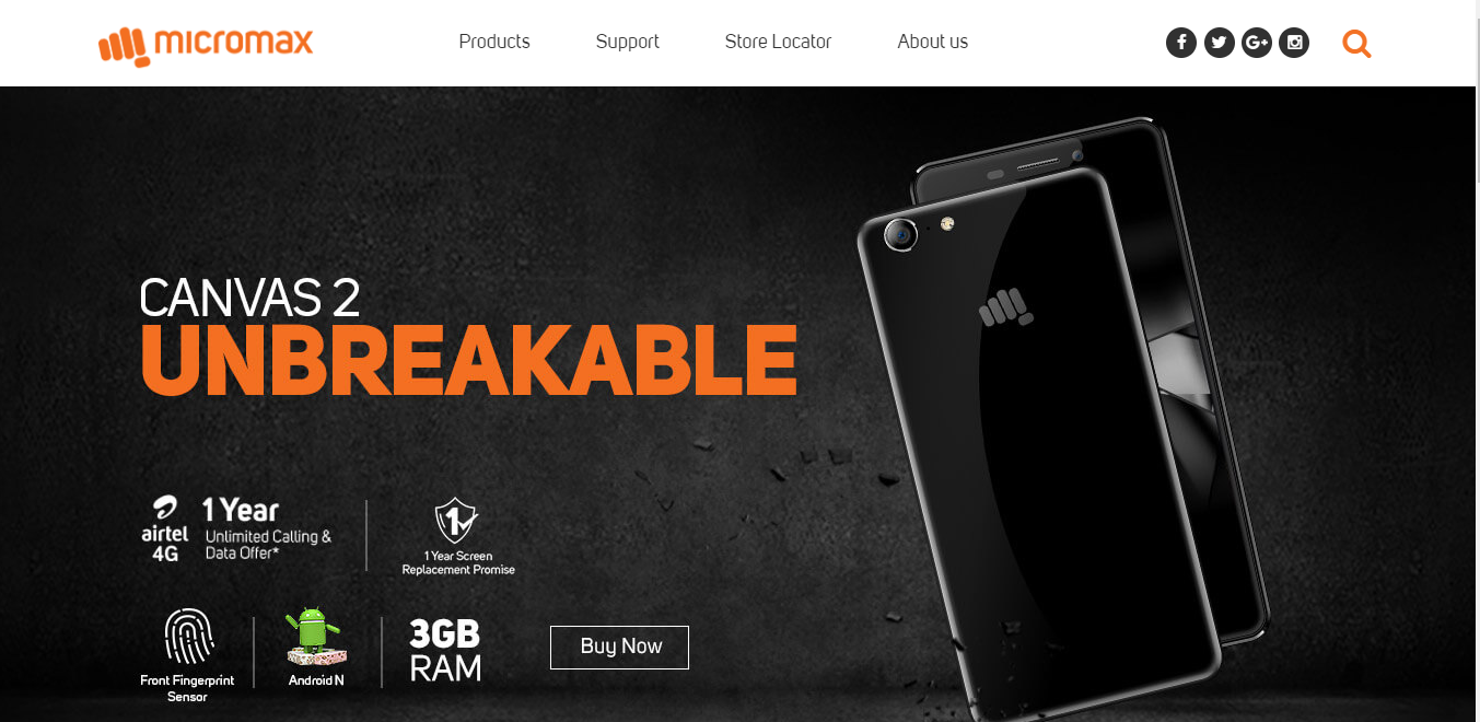 Micromax Booststrap example website