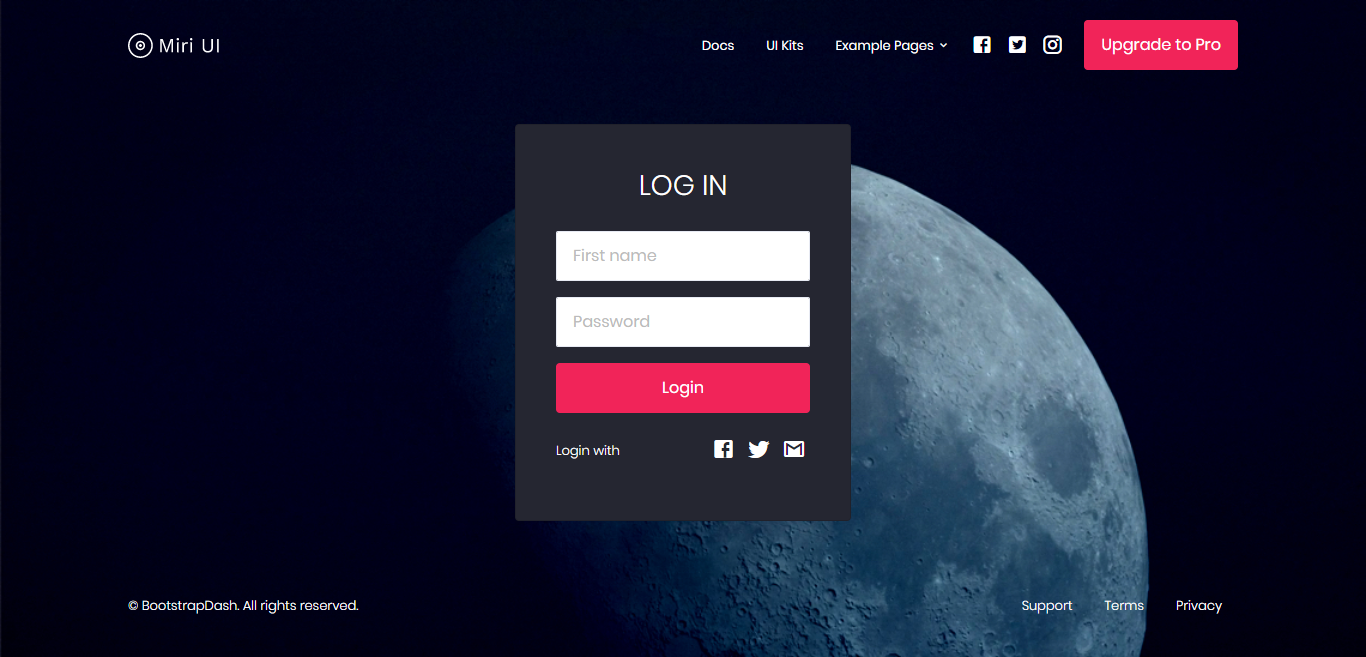 MiriUI's Bootstrap login page template 