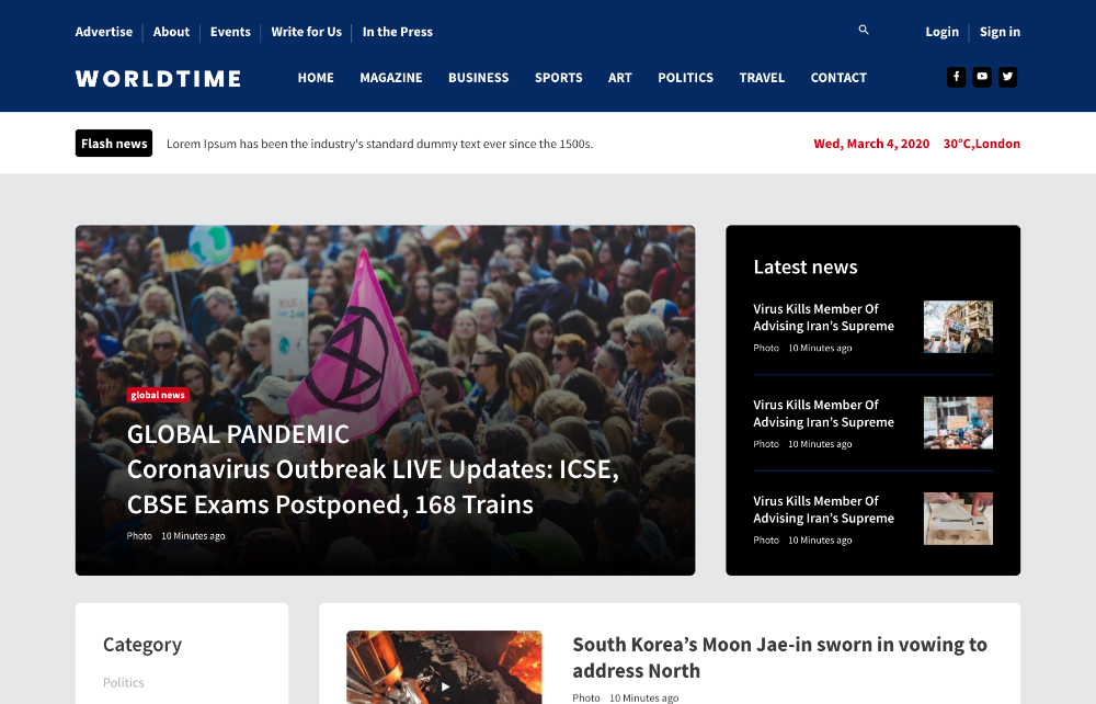  World Time is an elegantly designed news website templates