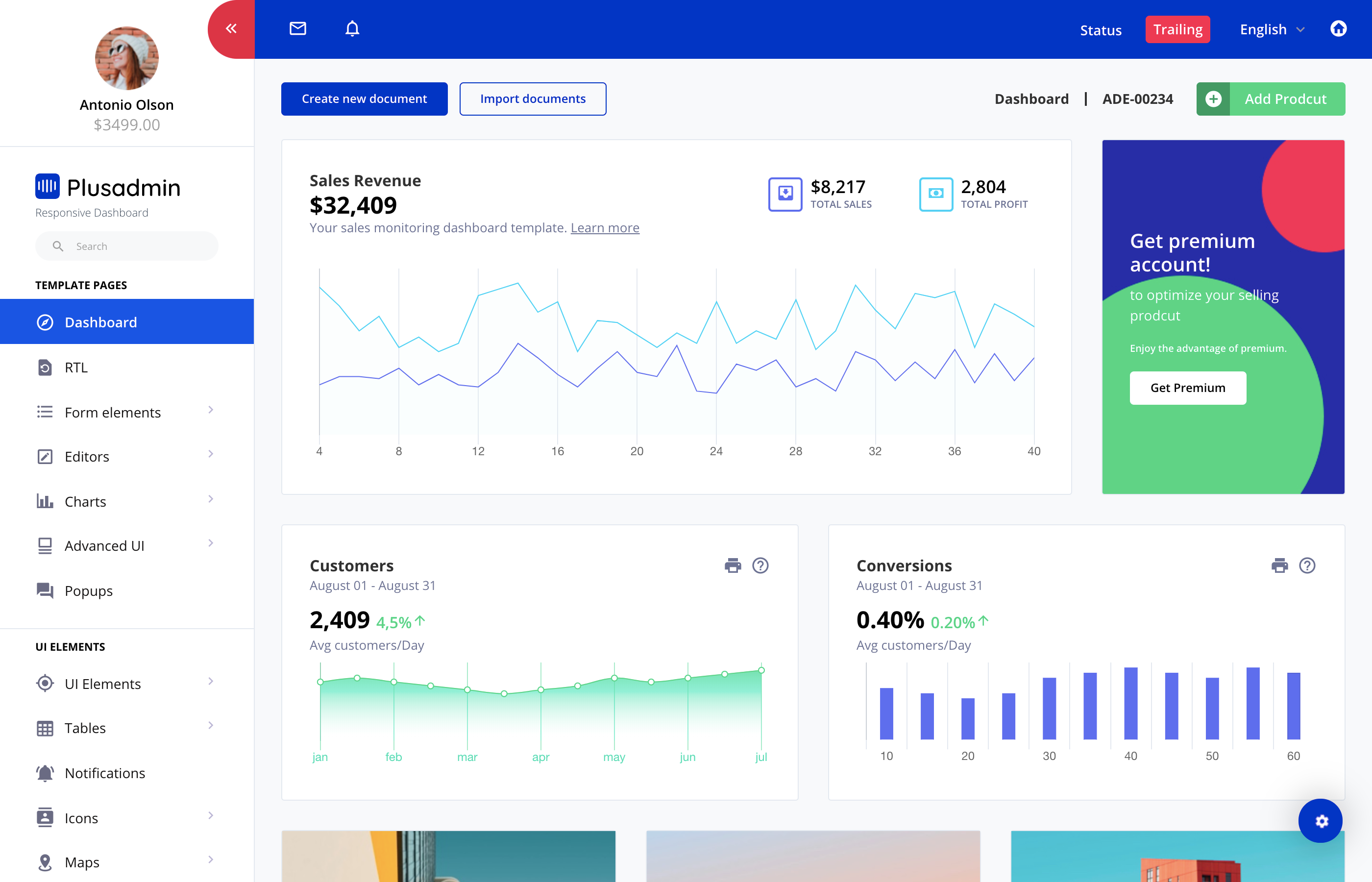Plus Angular admin template features a clean, simple, and minimal look