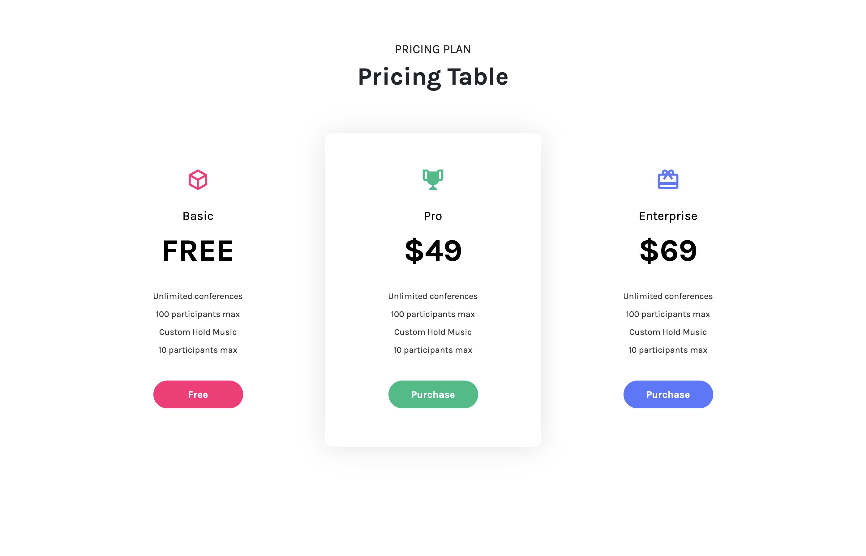 pricing table free with Bootstrap