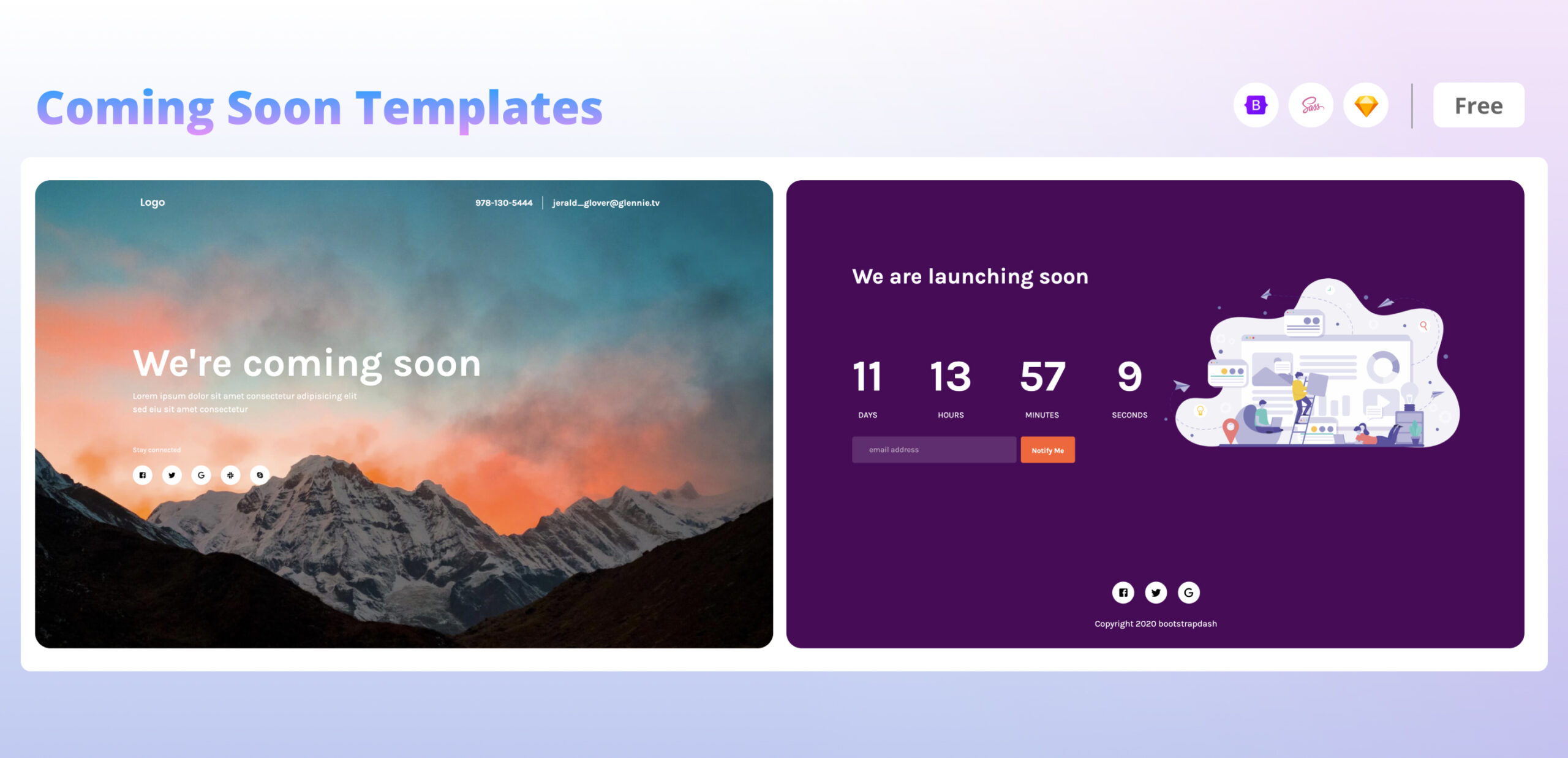 Bootstrap Coming soon Templates