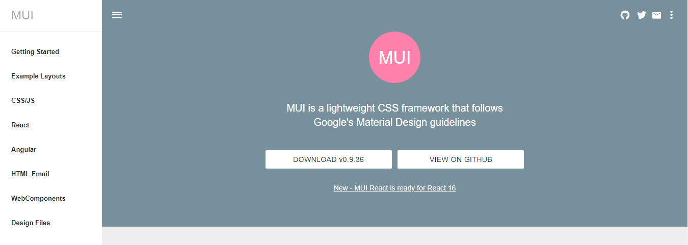 MUI Material Design framework