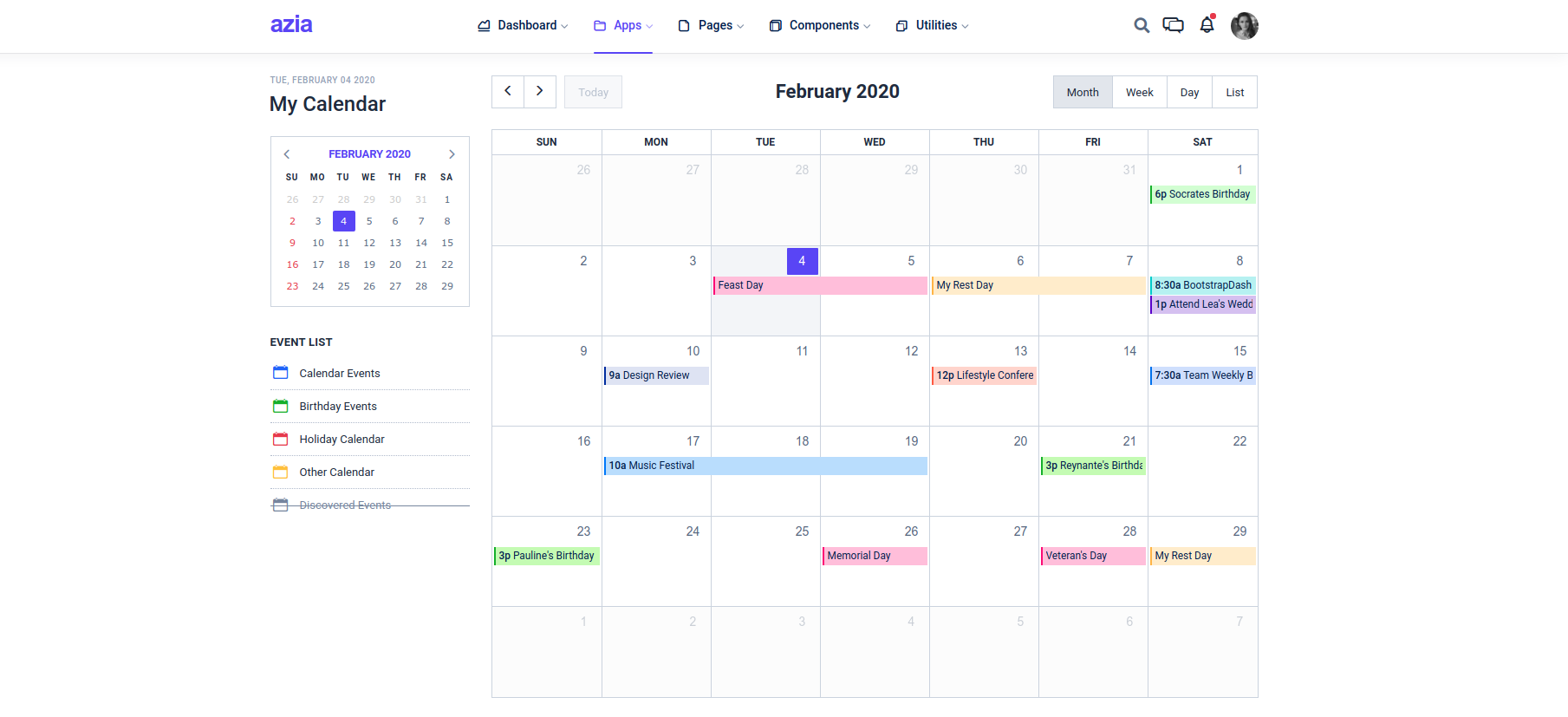 Bootstrap Weekly Calendar Example