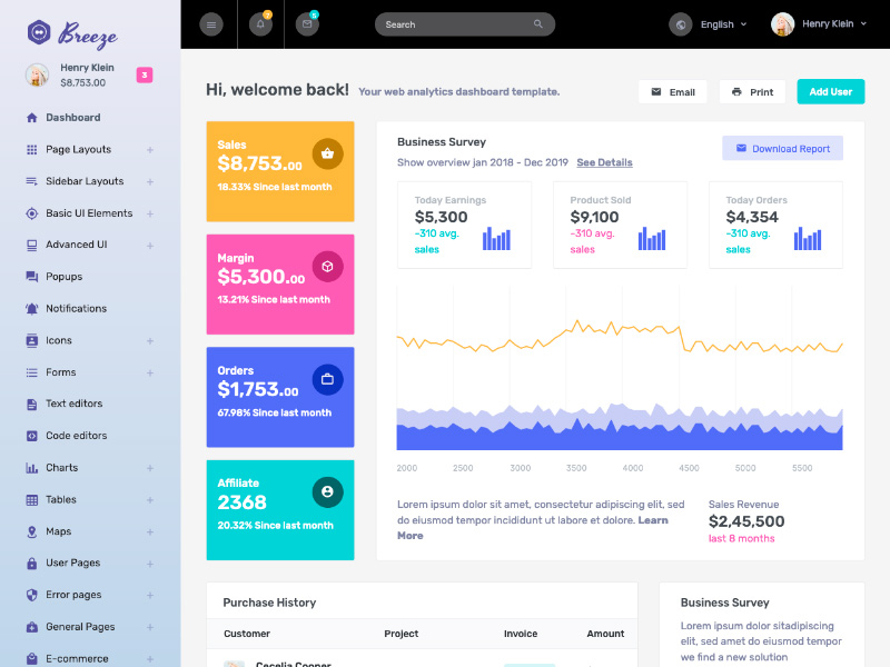 Breeze is a carefully crafted and neatly designed admin template