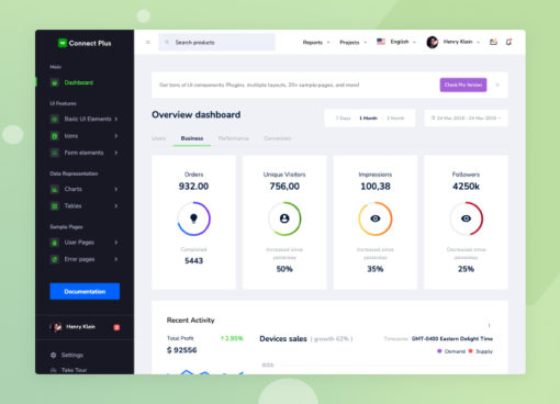 react-admin template free connect plus react
