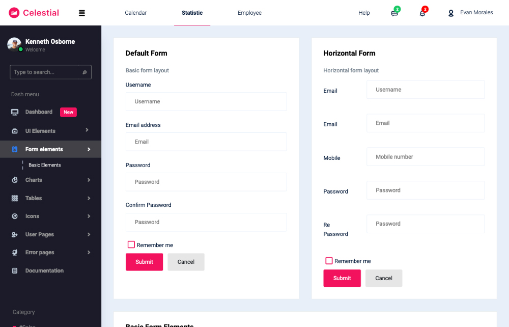 bootstrap admin template celestial forms