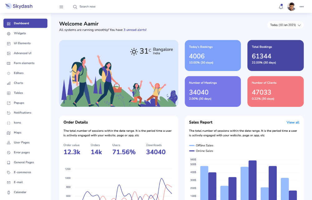 skydash admin bootstrap template preview