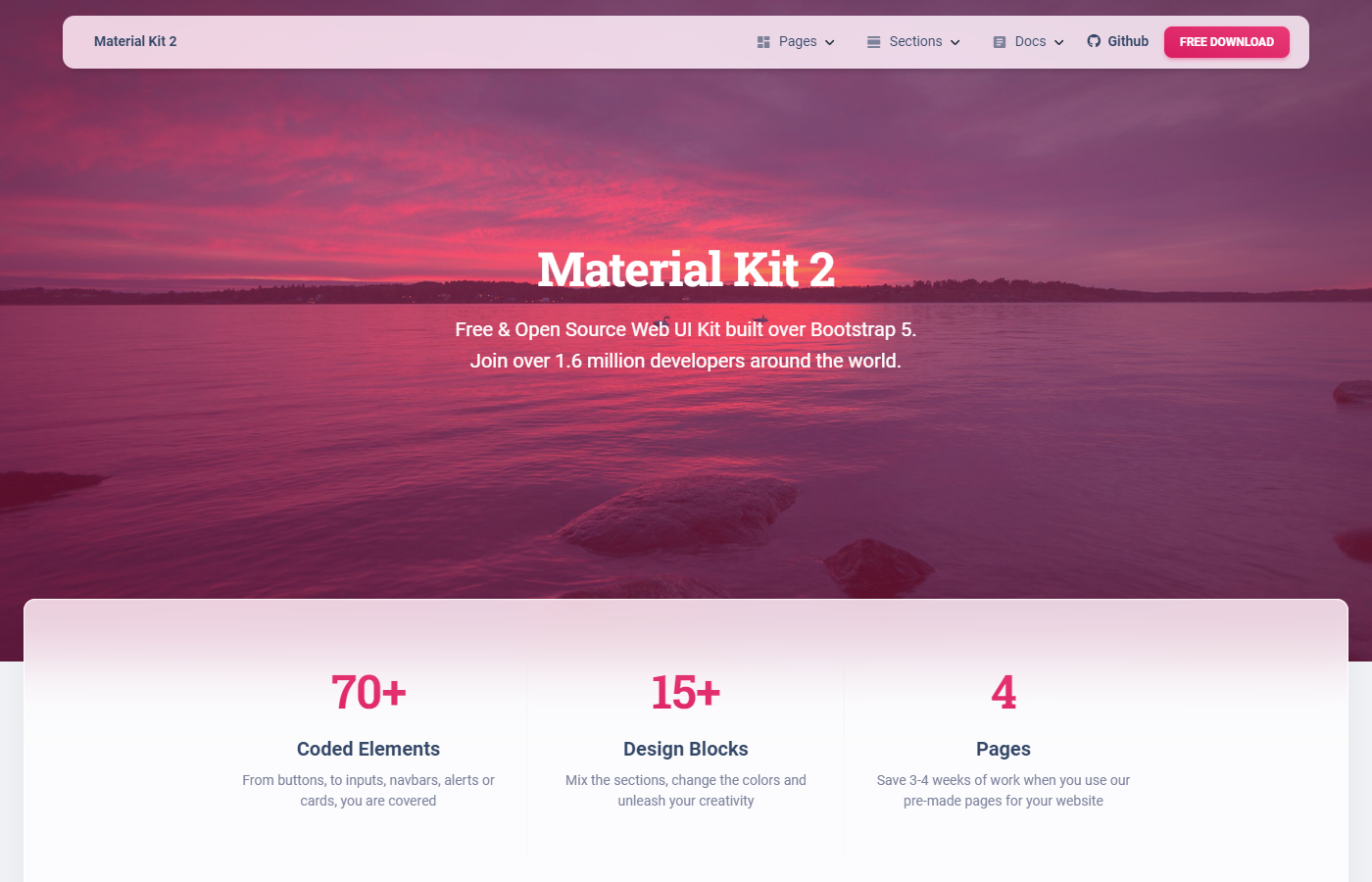 Material Kit 2 یک قالب کیت UI رایگان است 